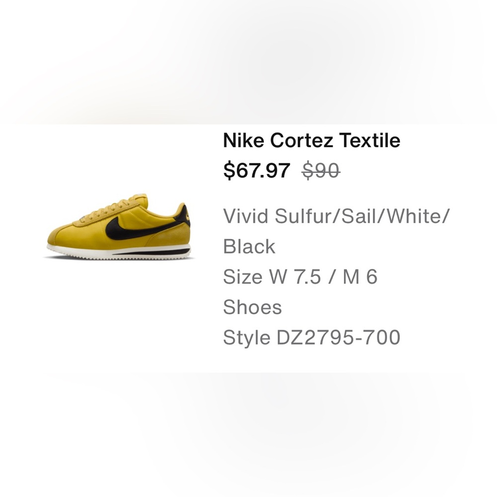 Nike Cortez Textile bumble bee colorway